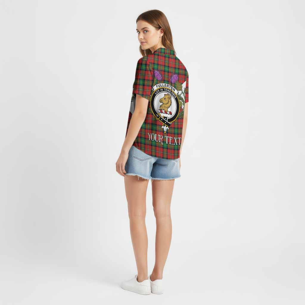 Fullerton Tartan Family Crest Cotton Hawaiian Shirt Scottish Burns Night Thistle Floral