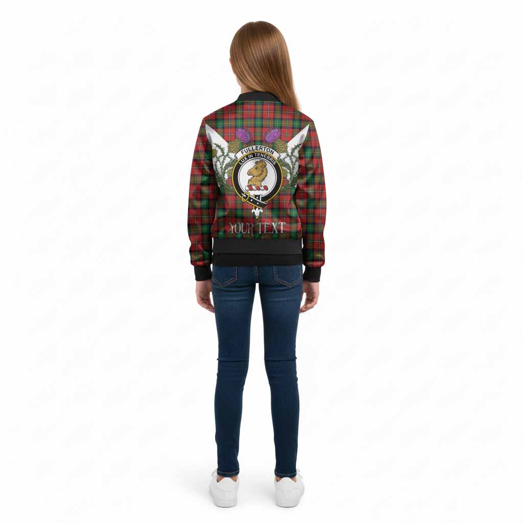 Fullerton Tartan Family Crest Kid Bomber Jacket Scottish Burns Night Thistle Floral