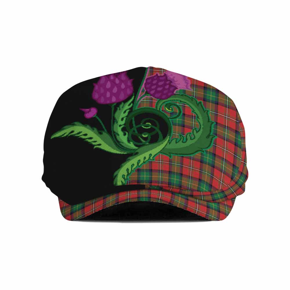 Fullerton Tartan Flat Cap, Jeff Cap Traditional Scottish Thistle