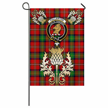 Fullerton Tartan Garden Flag with Golden Regal Scottish Thistle Emblem