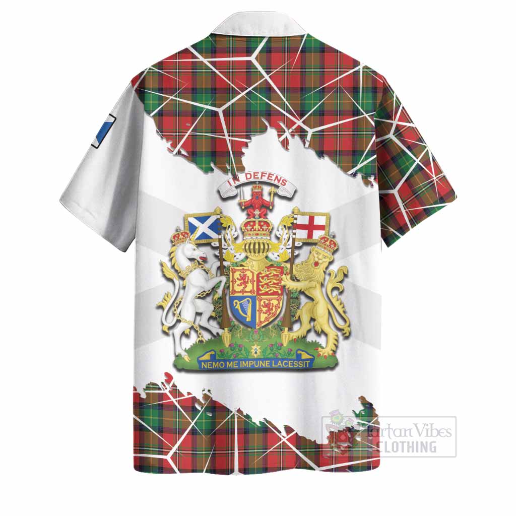 Fullerton Tartan Hawaiian Shirt with Family Crest and Lion Rampant Grunge Style