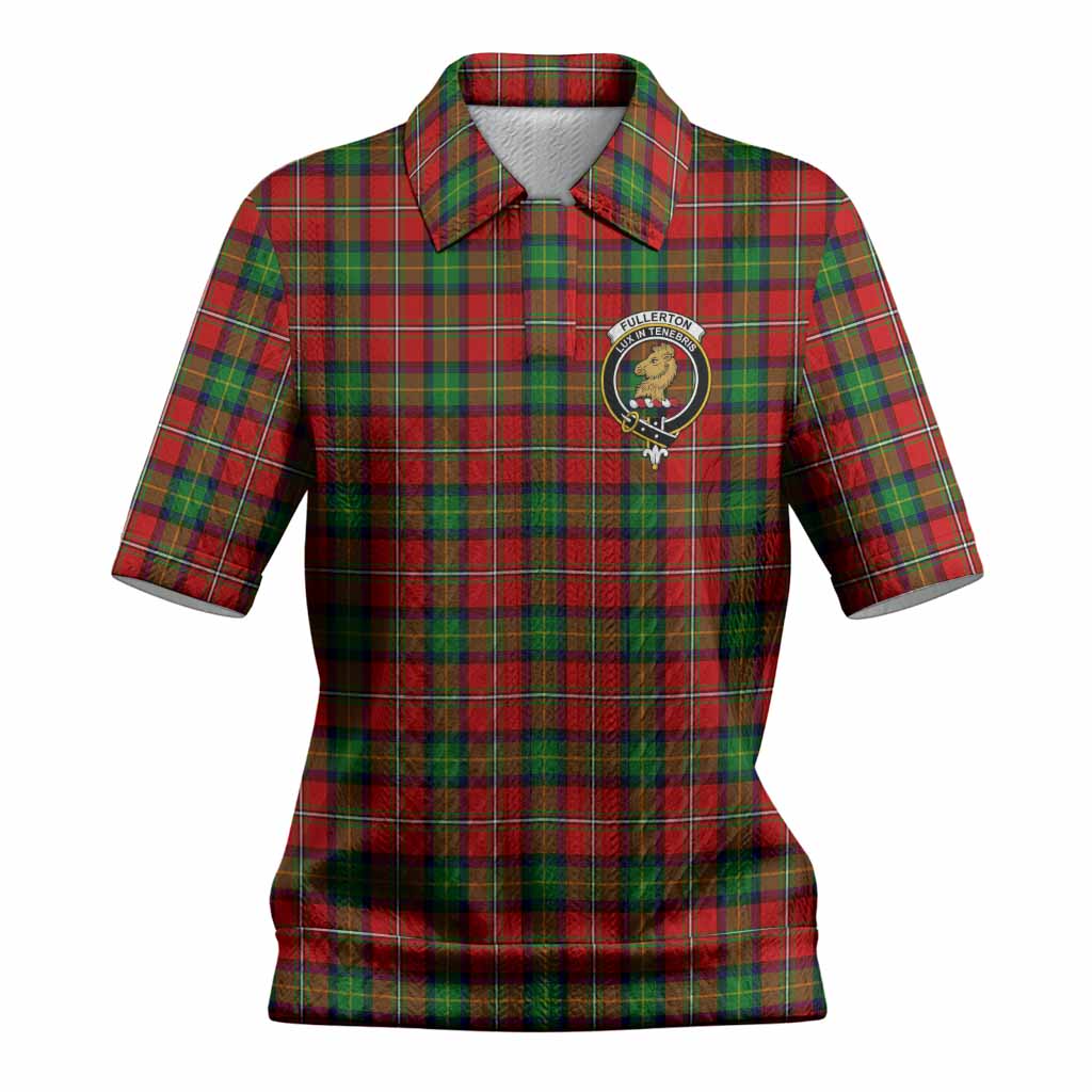 Fullerton Tartan Women’s Polo Sweater Top with Family Crest