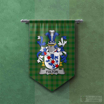 Fulton Irish Clan Tartan Gonfalon, Tartan Banner with Coat of Arms