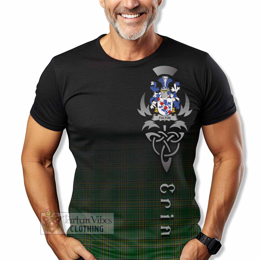 Tartan Vibes Clothing Fulton Irish Clan T-Shirt with Coat of Arms Erin Go Bragh Celtic Inspired