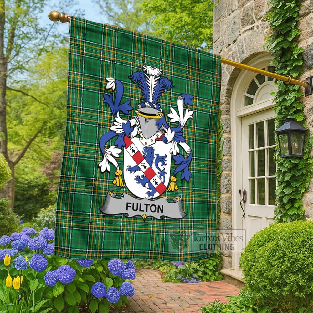 Fulton Irish Clan Tartan Flag with Coat of Arms