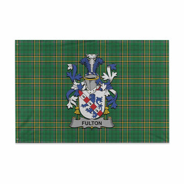 Fulton Irish Clan Tartan House Flag with Coat of Arms