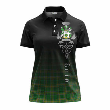 Tartan Vibes Clothing Furlong Irish Clan Women's Polo Shirt with Coat of Arms Erin Go Bragh Celtic Inspired