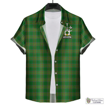 Tartan Vibes Clothing Furlong Ireland Clan Tartan Short Sleeve Button Up with Coat of Arms