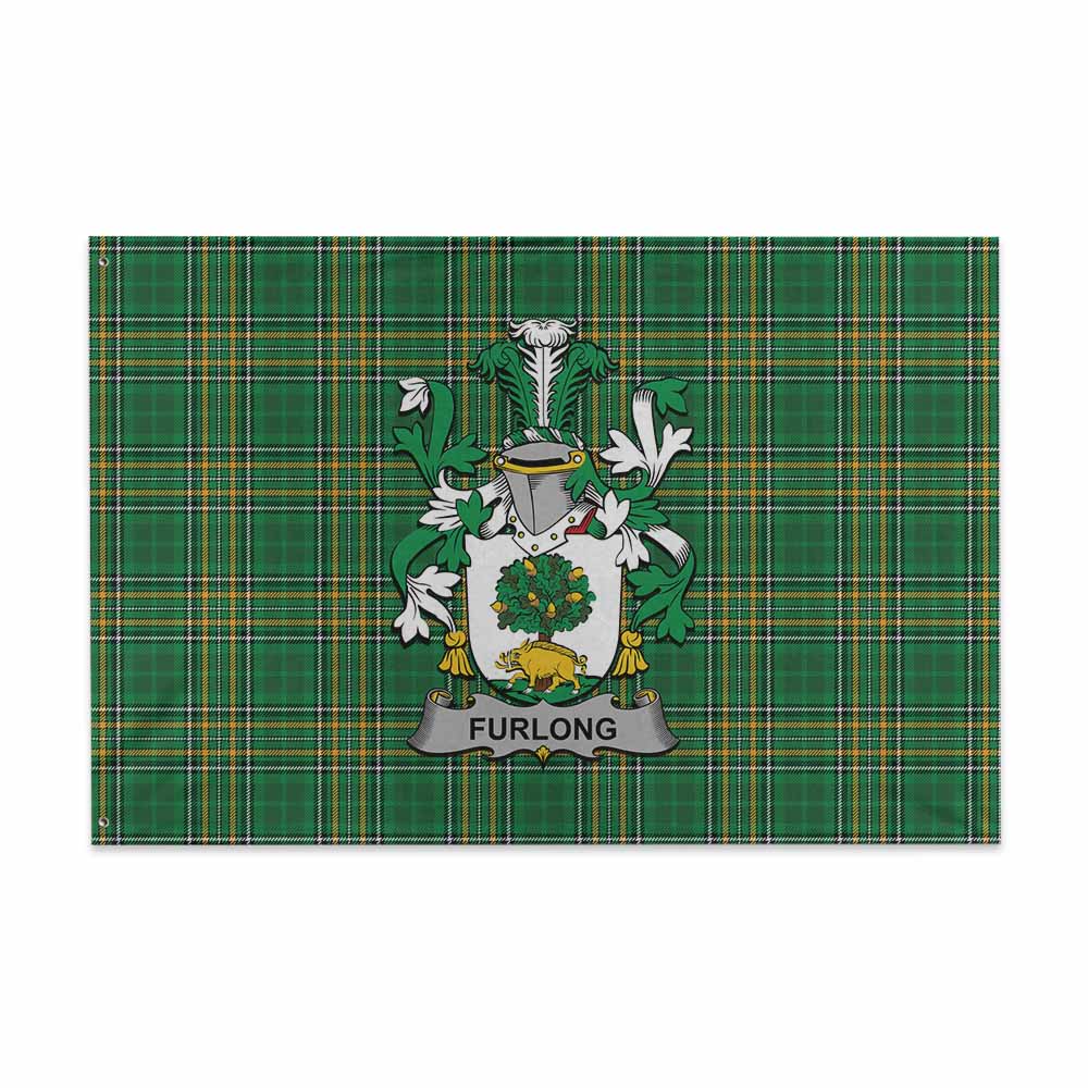 Tartan Vibes Clothing Furlong Irish Clan Tartan House Flag with Coat of Arms