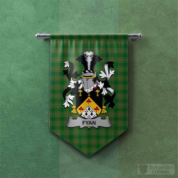 Fyan Irish Clan Tartan Gonfalon, Tartan Banner with Coat of Arms