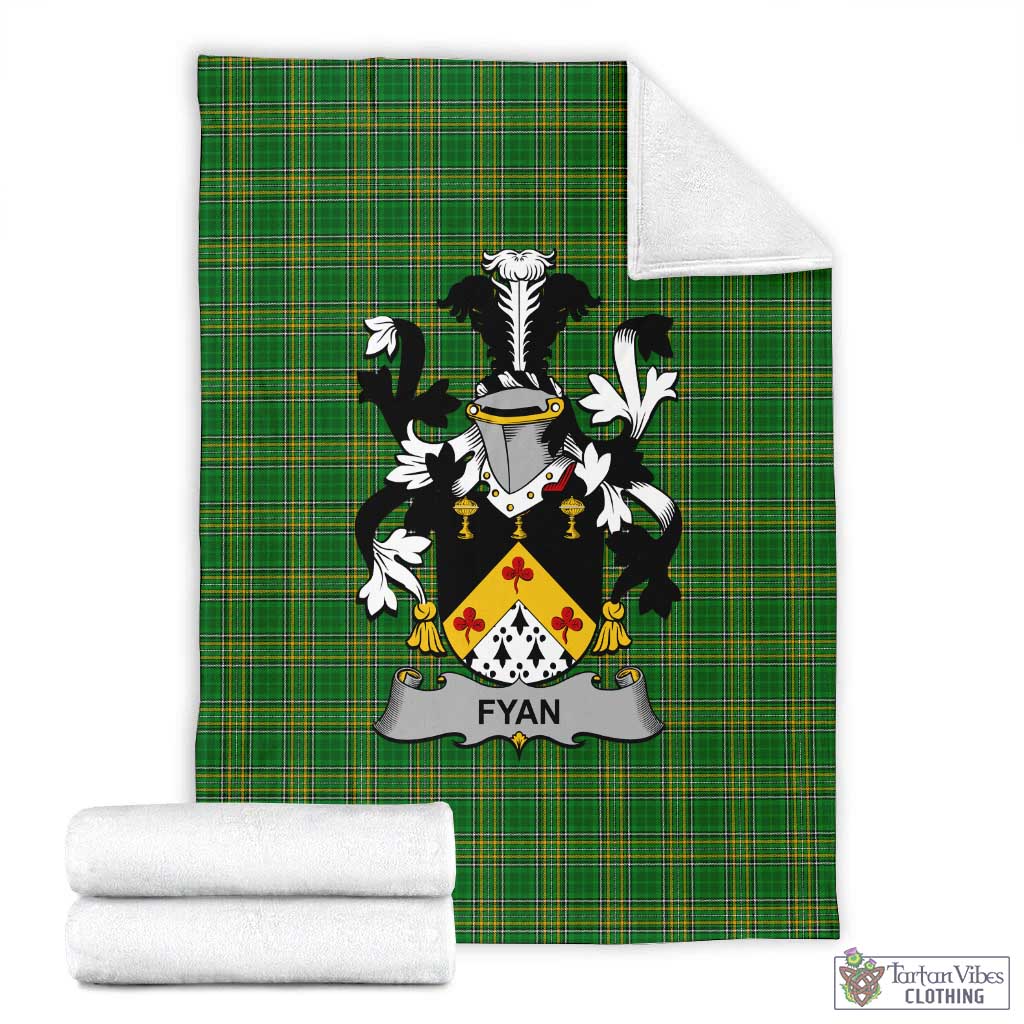 Tartan Vibes Clothing Fyan Irish Clan Tartan Blanket with Coat of Arms
