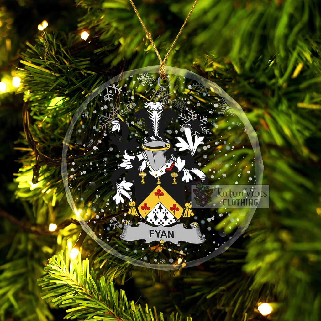 Fyan Irish Clan Christmas Glass Ornament with Coat of Arms Transparent Glass Circle - 2D-tartanvibesclothing