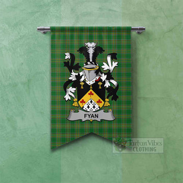 Fyan Irish Clan Tartan Gonfalon, Tartan Banner with Coat of Arms