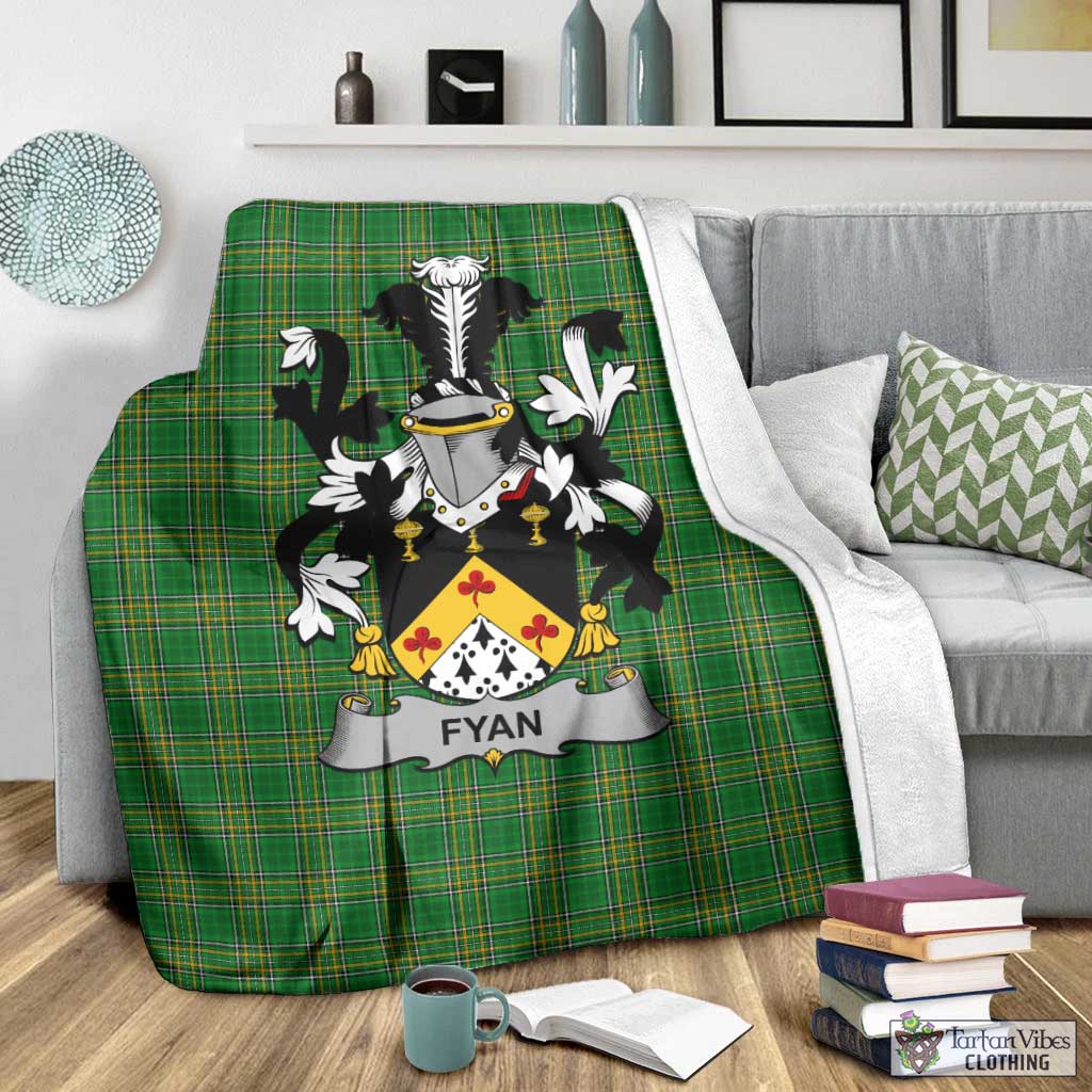 Tartan Vibes Clothing Fyan Irish Clan Tartan Blanket with Coat of Arms