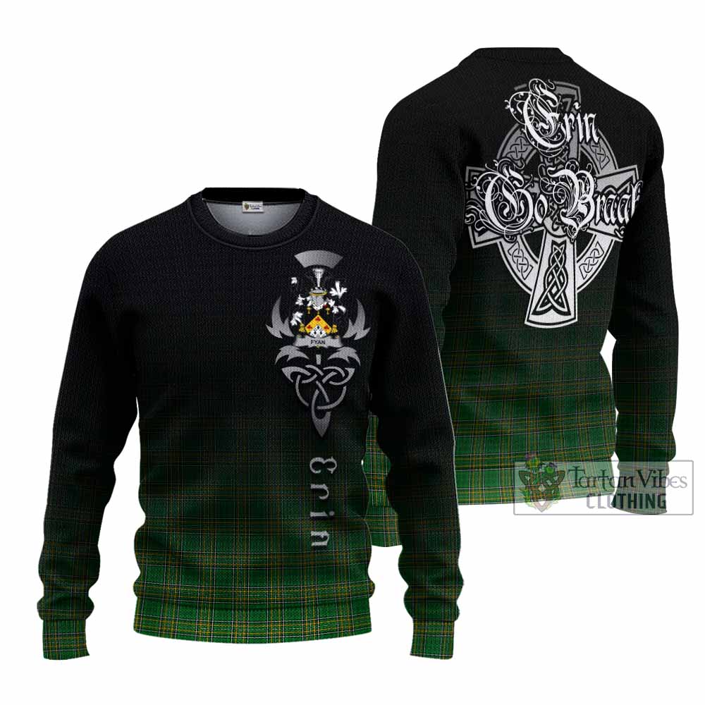 Tartan Vibes Clothing Fyan Irish Clan Knitted Sweater with Coat of Arms Erin Go Bragh Celtic Inspired