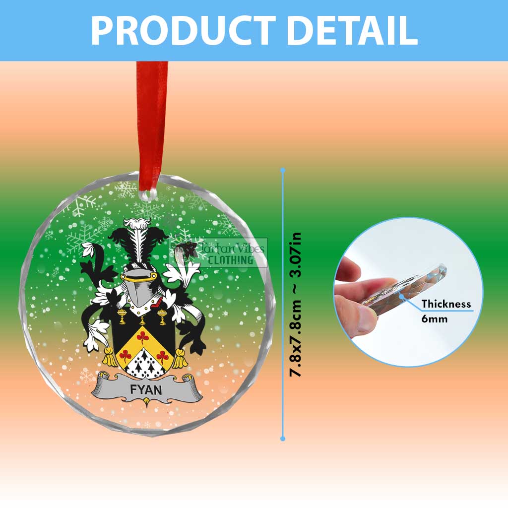 Fyan Irish Clan Christmas Glass Ornament with Coat of Arms - 2D-tartanvibesclothing