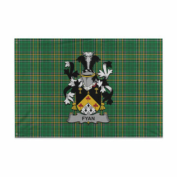Fyan Irish Clan Tartan House Flag with Coat of Arms