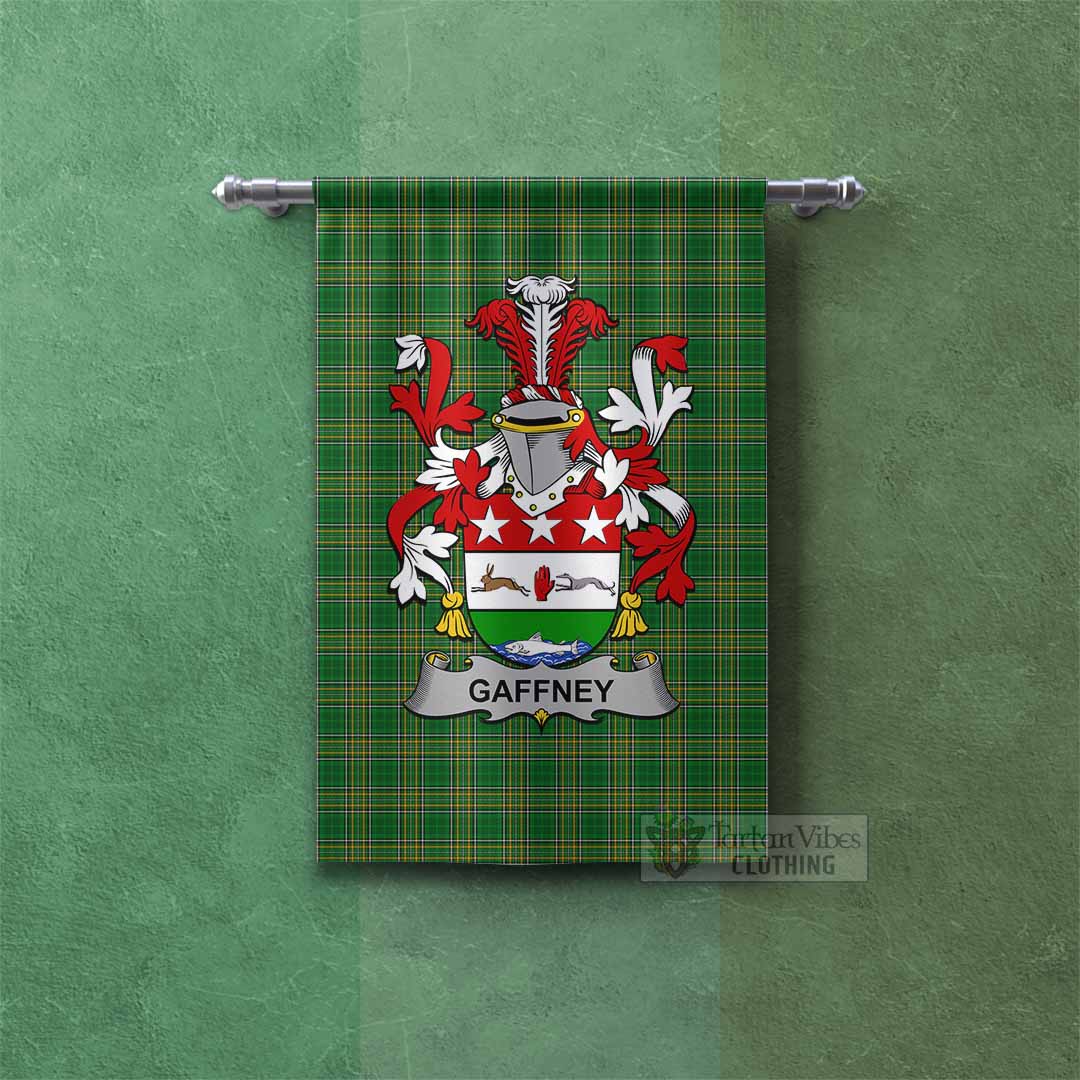 Tartan Vibes Clothing Gaffney Irish Clan Tartan Gonfalon, Tartan Banner with Coat of Arms
