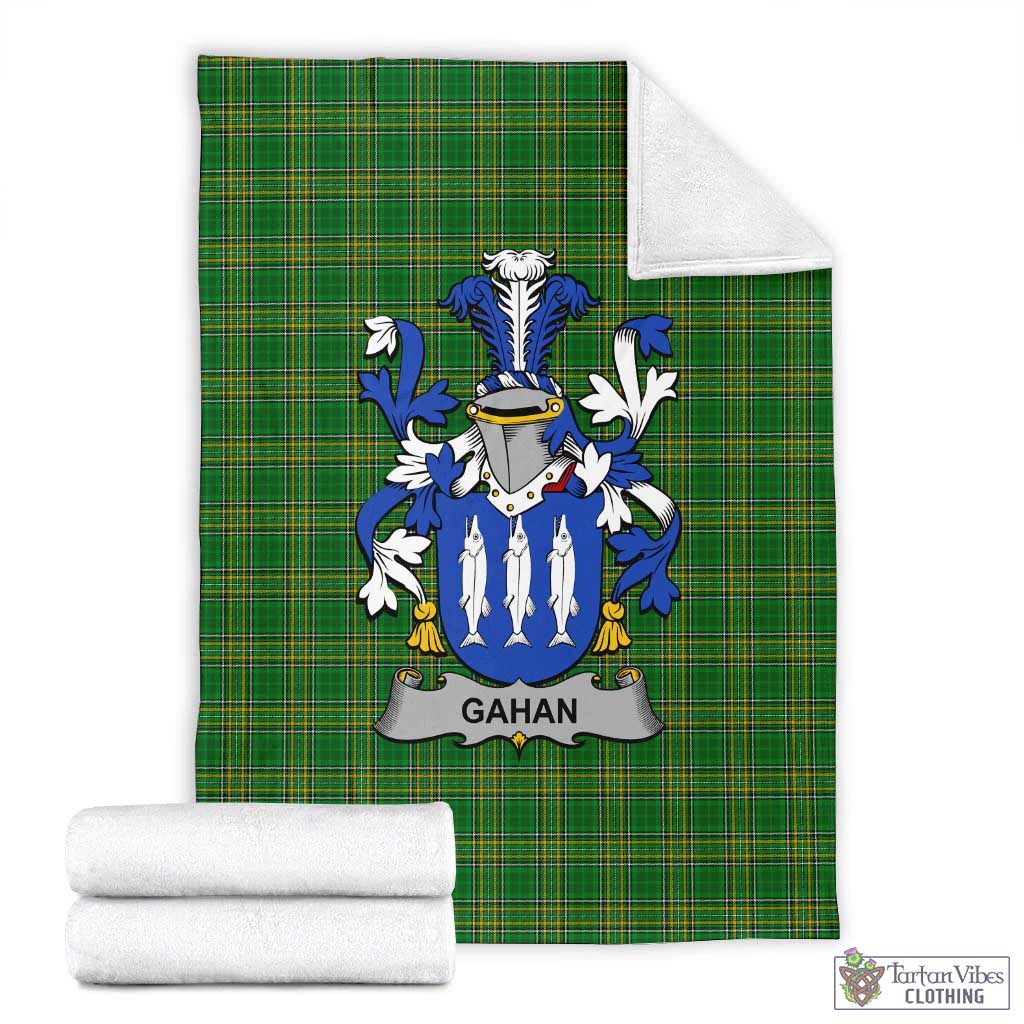Gahan Irish Clan Tartan Blanket with Coat of Arms X-Large 59 x 79 inches 150 x 200 cm - Tartan Vibes Clothing