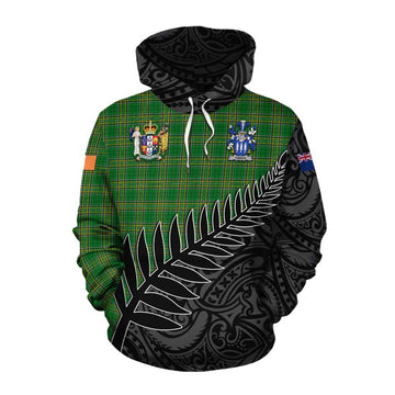 Gahan Irish Clan Tartan Cotton Hoodie with Coat of Arms New Zealand Silver Fern Half Style