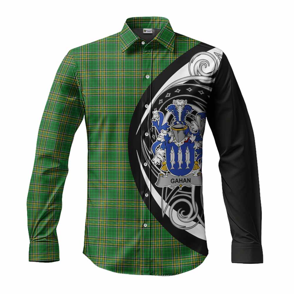 Tartan Vibes Clothing Gahan Irish Clan Long Sleeve Button Shirt Celtic Circle Style