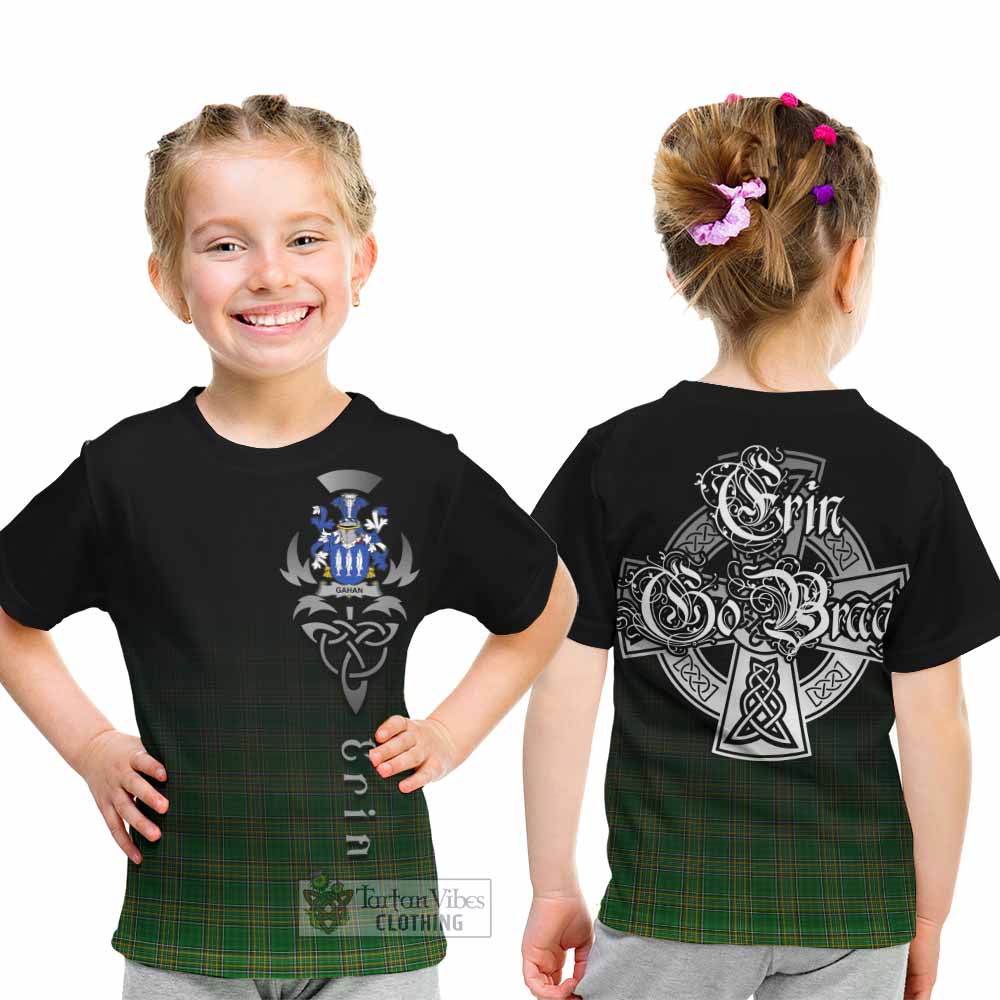 Tartan Vibes Clothing Gahan Irish Clan Kid T-Shirt with Coat of Arms Erin Go Bragh Celtic Inspired