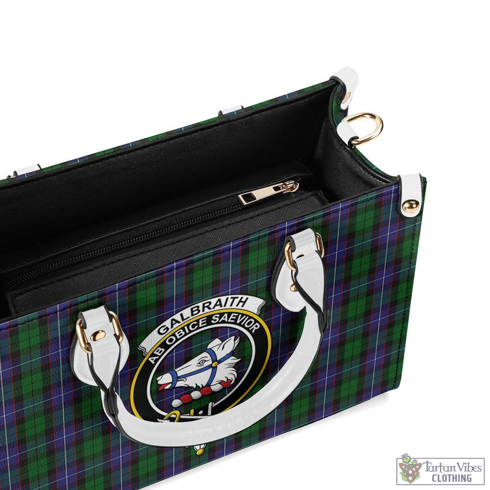 Tartan Vibes Clothing Galbraith Tartan Luxury Leather Handbags with Family Crest