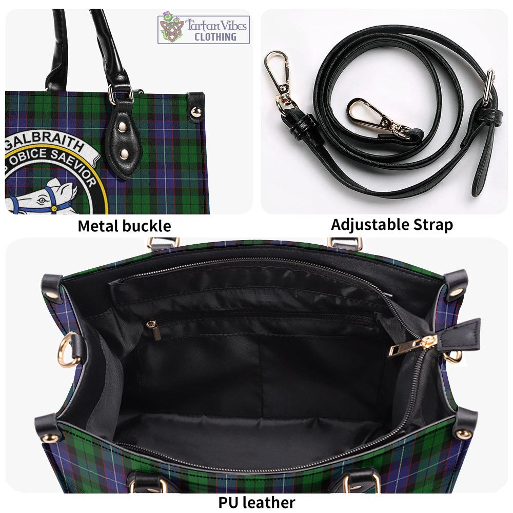 Tartan Vibes Clothing Galbraith Tartan Luxury Leather Handbags with Family Crest