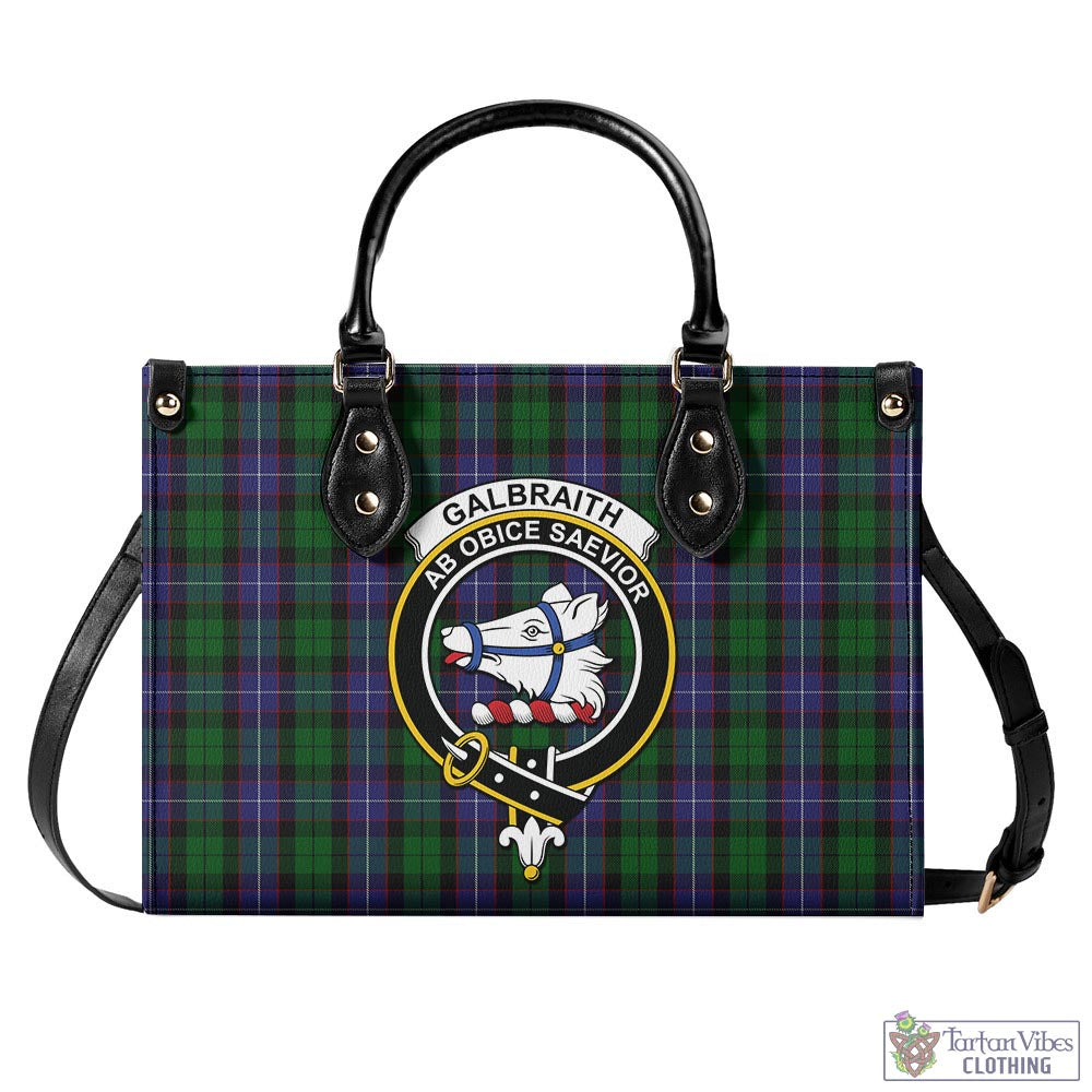Tartan Vibes Clothing Galbraith Tartan Luxury Leather Handbags with Family Crest