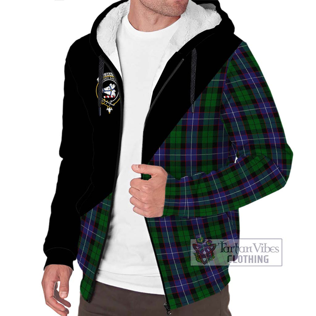 Galbraith Tartan Sherpa Hoodie with Family Crest and Military Logo Style Unisex S - Tartanvibesclothing Shop