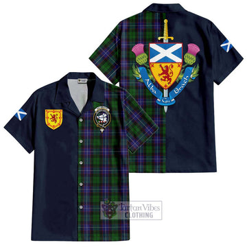 Tartan Vibes Clothing Galbraith Tartan Short Sleeve Button Shirt with Scottish Lion Royal Arm Half Style
