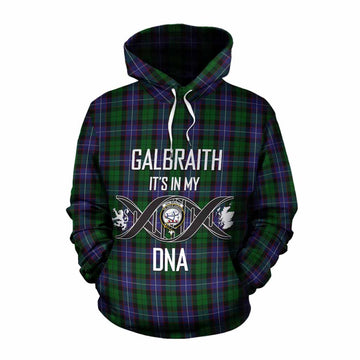 Tartan Vibes Clothing Galbraith Tartan Cotton Hoodie with Family Crest DNA In Me Style