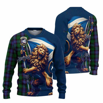 Tartan Vibes Clothing Galbraith Tartan Family Crest Knitted Sweater with Scottish Majestic Lion