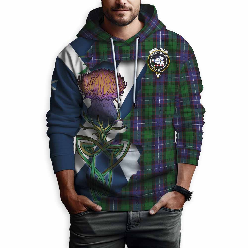 Tartan Vibes Clothing Galbraith Tartan Family Crest Hoodie Scottish Thistle Celtic Inspired