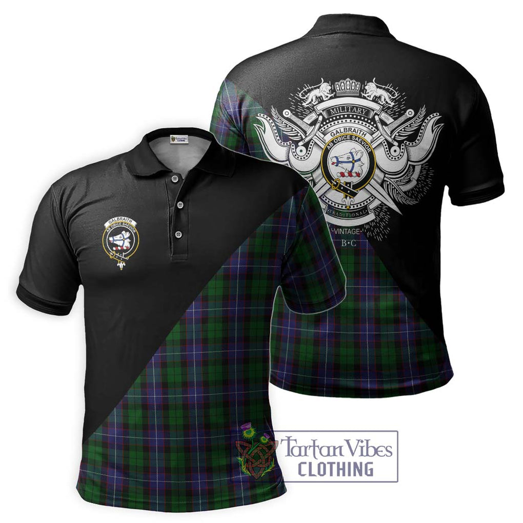 Galbraith Tartan Polo Shirt with Family Crest and Military Logo Style Kid - Tartanvibesclothing Shop