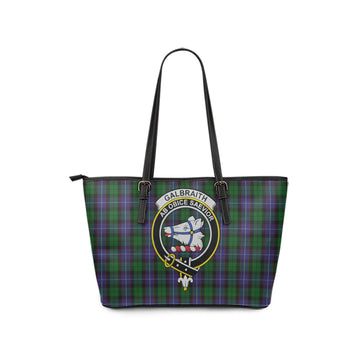 Galbraith Tartan Leather Tote Bag with Family Crest