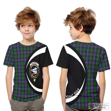 Galbraith Tartan Kid T-Shirt with Family Crest Circle Style