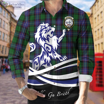 Galbraith Tartan Long Sleeve Button Up Shirt with Alba Gu Brath Regal Lion Emblem