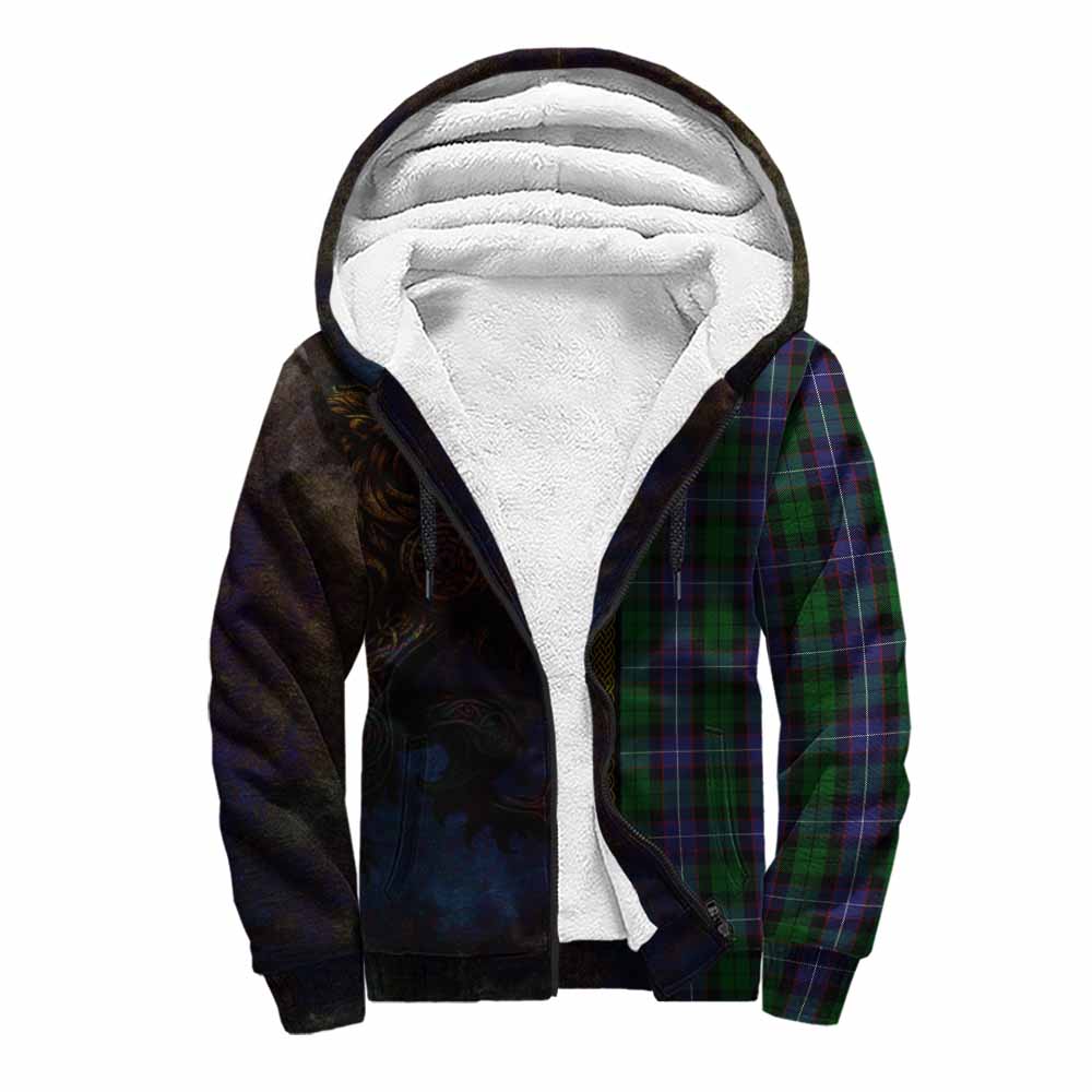 Tartan Vibes Clothing Galbraith Tartan Family Crest Sherpa Hoodie Alba Gu Brath Be Brave Lion Ancient Style