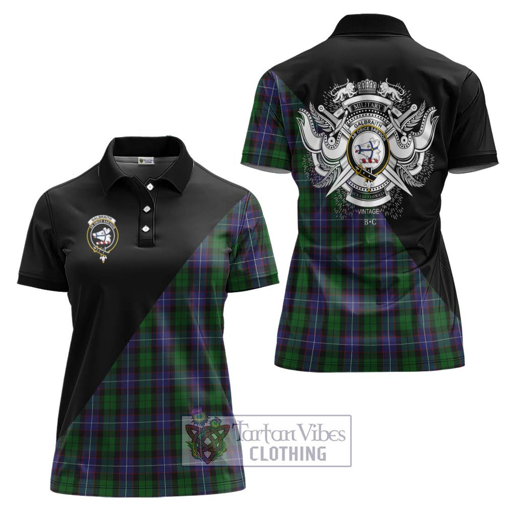 Galbraith Tartan Women's Polo Shirt with Family Crest and Military Logo Style Women - Tartanvibesclothing Shop