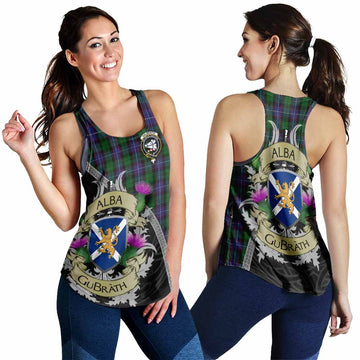 Tartan Vibes Clothing Galbraith Tartan Family Crest Women's Racerback Tanks Lion Rampant Royal Thistle Shield Celtic Inspired