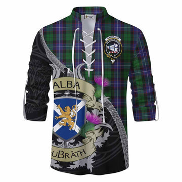 Galbraith Tartan Family Crest Ghillie Kilt Shirt Lion Rampant Royal Thistle Shield Celtic Inspired