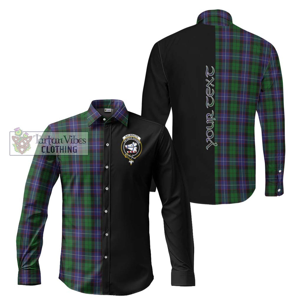Galbraith Tartan Long Sleeve Button Shirt with Family Crest and Half Of Me Style Men's Shirt S - Tartanvibesclothing Shop