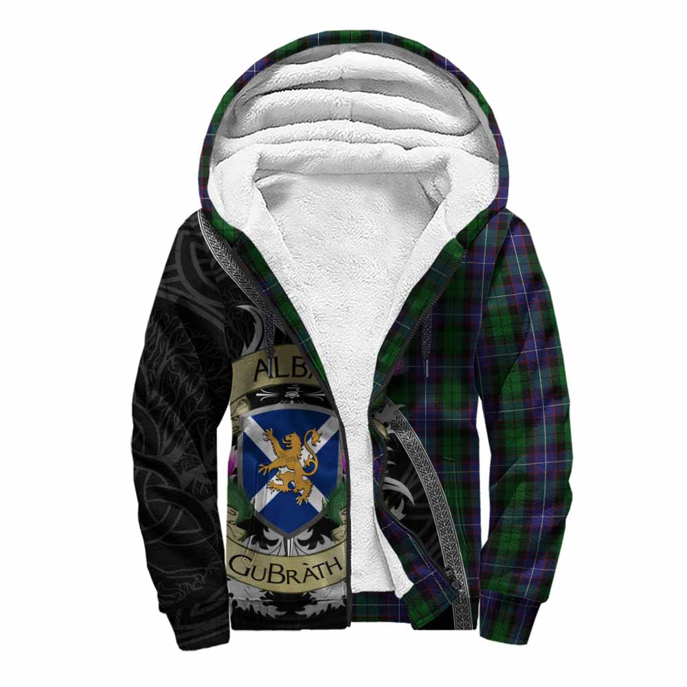 Tartan Vibes Clothing Galbraith Tartan Family Crest Sherpa Hoodie Lion Rampant Royal Thistle Shield Celtic Inspired