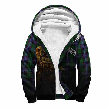 Galbraith Crest Tartan Sherpa Hoodie with Golden Lion Emblem Celtic Style