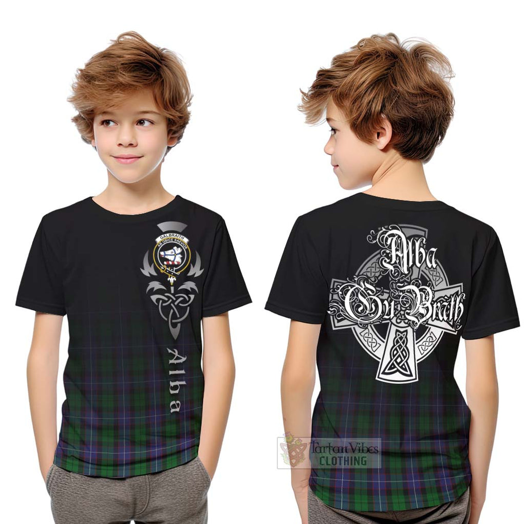 Tartan Vibes Clothing Galbraith Tartan Kid T-Shirt Featuring Alba Gu Brath Family Crest Celtic Inspired