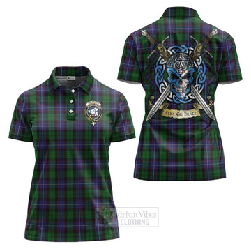 Galbraith Tartan Women's Polo Shirt with Family Crest Celtic Skull Style