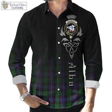 Galbraith Tartan Long Sleeve Button Up Featuring Alba Gu Brath Family Crest Celtic Inspired