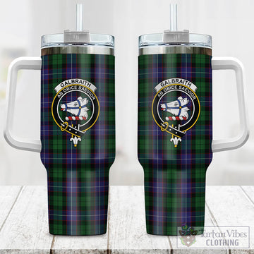 Tartan Vibes Clothing Galbraith Tartan and Family Crest Tumbler with Handle