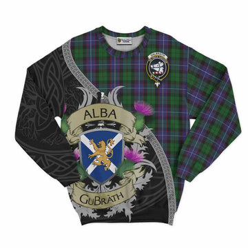 Tartan Vibes Clothing Galbraith Tartan Family Crest Sweatshirt Lion Rampant Royal Thistle Shield Celtic Inspired